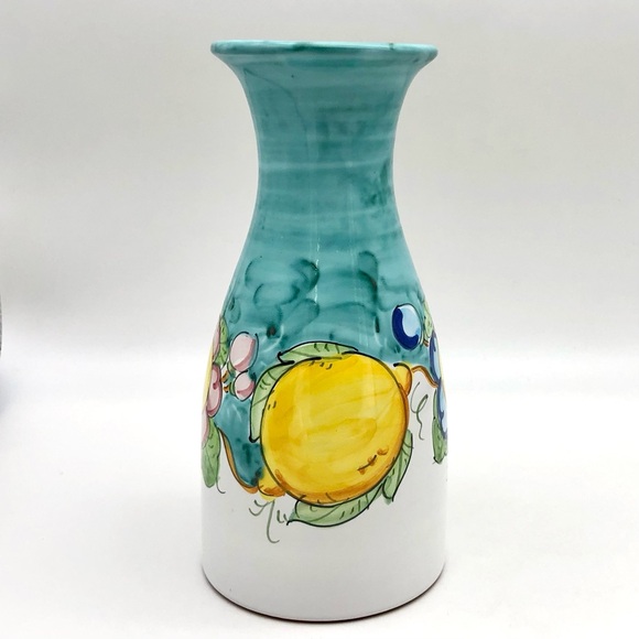 New Italian Pottery Carafe Vase Teal Limoncello Vino Jug Rinaldi Sorrento Italy - Picture 4 of 10